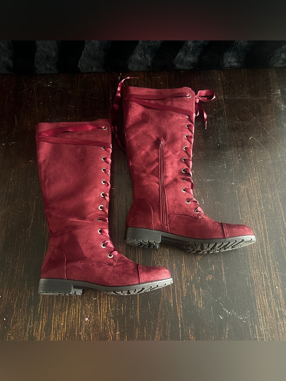 Burgundy Lace Up Boots